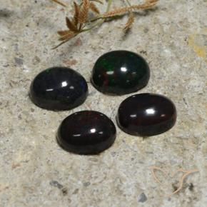 Gemas de Ópalo negro Multicolor natural de 5.23 ct, Ovalada, Translúcido