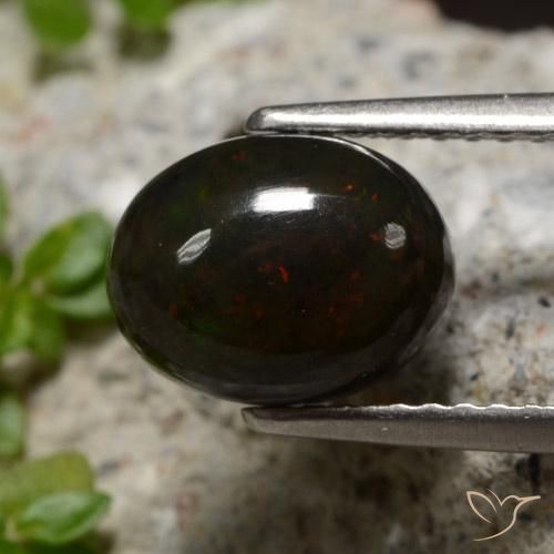 Ópalo negro Multicolor natural de 1.34 ct, Ovalada, Translúcido
