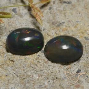 Gemas de Ópalo negro Multicolor natural de 2.30 ct, Ovalada, Translúcido