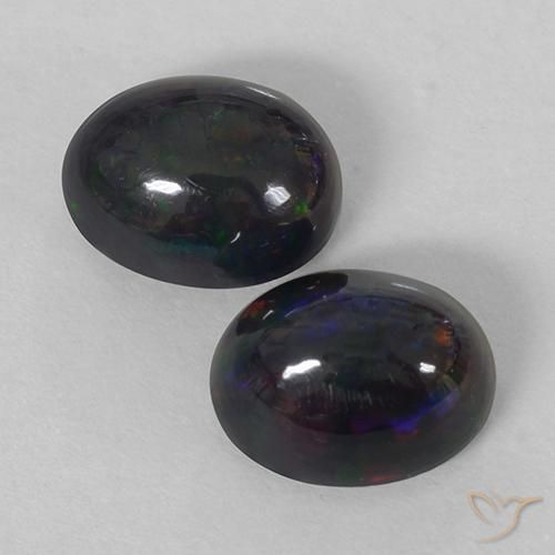 2.74ctw Natural Multicolor Ópalo negro, Ovalada, Opaco