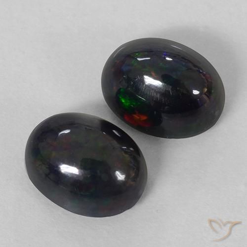 Gemas de Ópalo negro Multicolor natural de 2.74 ct, Ovalada, Opaco