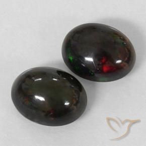 Gemas de Ópalo negro Multicolor natural de 2.53 ct, Ovalada, Opaco