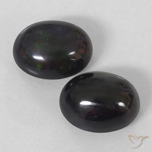 2.86ctw Natural Multicolor Ópalo negro, Ovalada, Opaco
