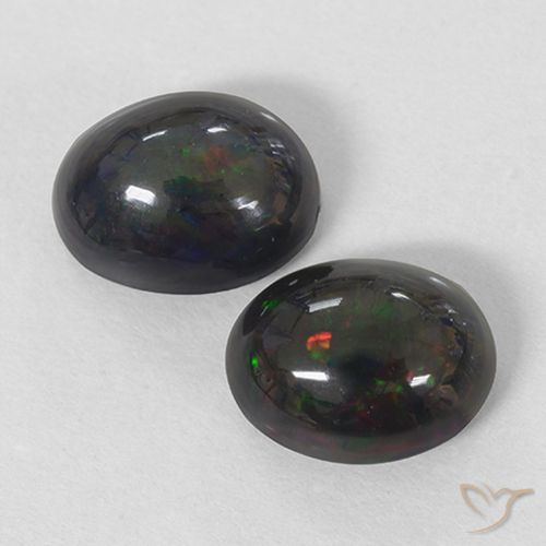 2.40ctw Natural Multicolor Ópalo negro, Ovalada, Opaco