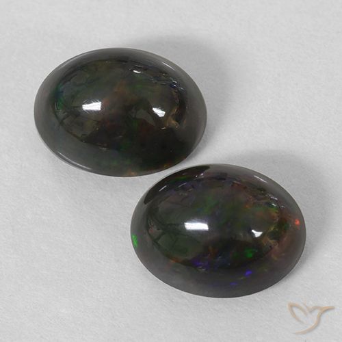 2.91ctw Natural Multicolor Ópalo negro, Ovalada, Opaco