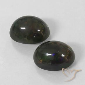 Gemas de Ópalo negro Multicolor natural de 2.91 ct, Ovalada, Opaco