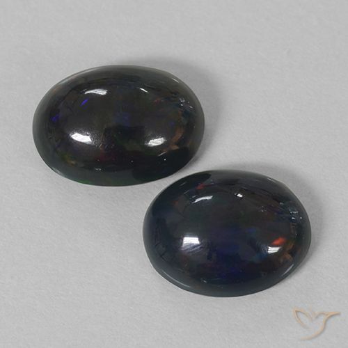 1.85ctw Natural Multicolor Ópalo negro, Ovalada, Opaco
