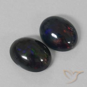 Gemas de Ópalo negro Multicolor natural de 1.85 ct, Ovalada, Opaco