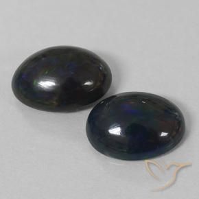 Gemas de Ópalo negro Multicolor natural de 1.85 ct, Ovalada, Opaco