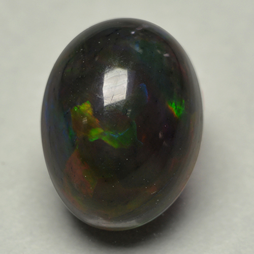 Ópalo Negro Multicolor natural de 1.02 ct, Corte Óvalo, Opaco