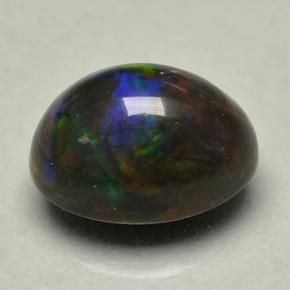 Ópalo Negro Multicolor natural de 1.02 ct, Corte Óvalo, Opaco
