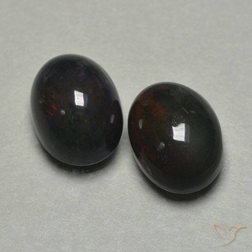 1.74ctw Natural Multicolor Ópalo negro, Ovalada, Translúcido