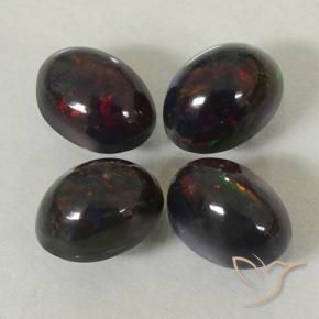 Gemas de Ópalo negro Multicolor natural de 2.49 ct, Ovalada, Translúcido