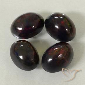 Gemas de Ópalo negro Multicolor natural de 2.49 ct, Ovalada, Translúcido