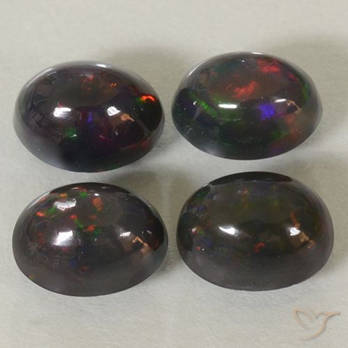 2.79ctw Natural Multicolor Ópalo negro, Ovalada, Opaco