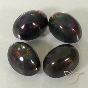 Gemas de Ópalo negro Multicolor natural de 2.79 ct, Ovalada, Opaco