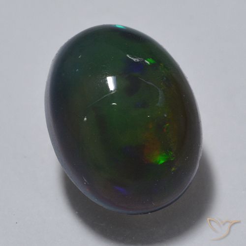 0.79ct Natural Multicolor Ópalo negro, Ovalada, Translúcido