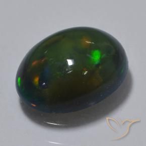 Ópalo negro Multicolor natural de 0.79 ct, Ovalada, Translúcido