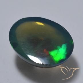 Ópalo negro Multicolor natural de 0.79 ct, Ovalada, Translúcido