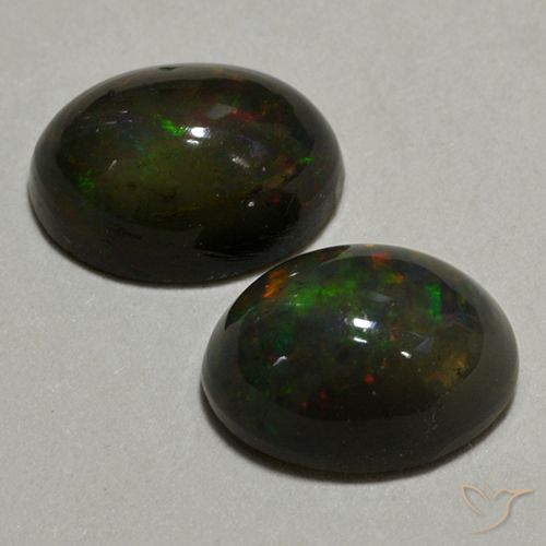 1.93ctw Natural Multicolor Ópalo negro, Ovalada, Translúcido