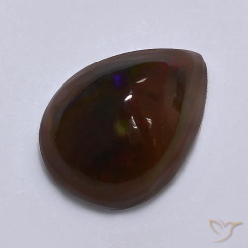 0.85ct Natural Multicolor Ópalo negro, En forma de pera, Translúcido