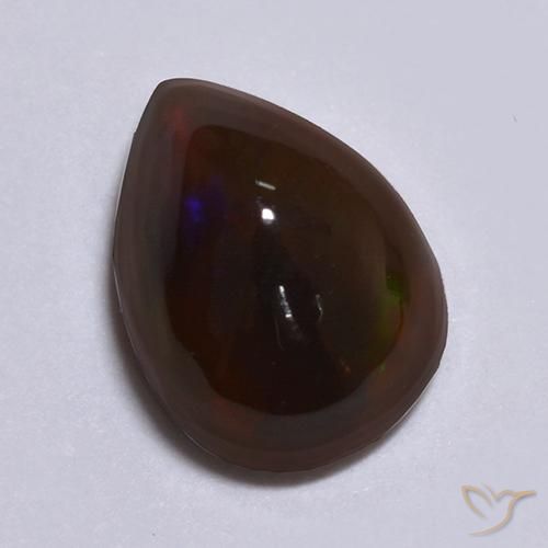 Ópalo negro Multicolor natural de 0.85 ct, En forma de pera, Translúcido