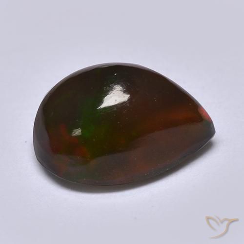 Ópalo negro Multicolor natural de 0.85 ct, En forma de pera, Translúcido