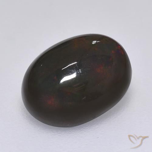Ópalo negro Multicolor natural de 1.27 ct, Ovalada, Opaco