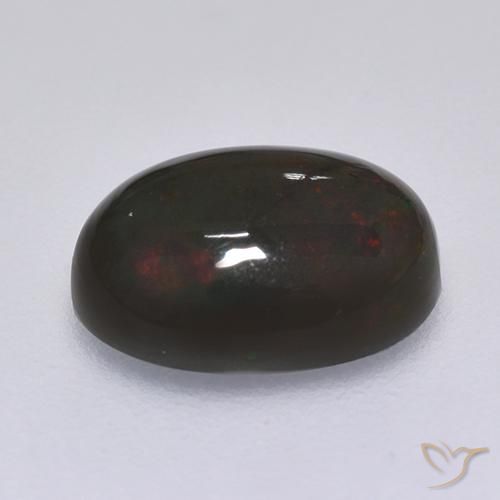 Ópalo negro Multicolor natural de 1.27 ct, Ovalada, Opaco