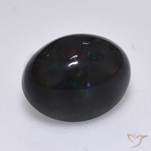 Ópalo negro Multicolor natural de 1.44 ct, Ovalada, Opaco