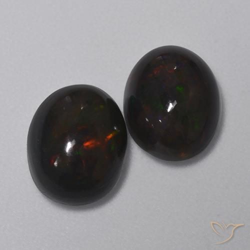 Gemas de Ópalo negro Multicolor natural de 2.79 ct, Ovalada, Translúcido