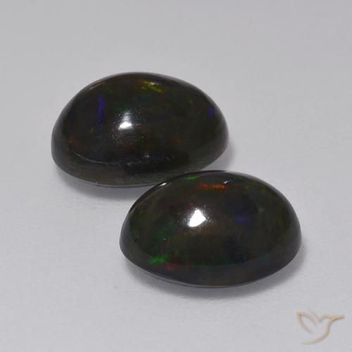 Gemas de Ópalo negro Multicolor natural de 2.79 ct, Ovalada, Translúcido