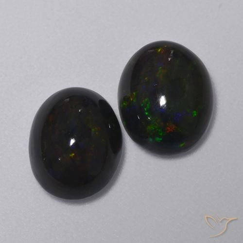 Gemas de Ópalo negro Multicolor natural de 2.31 ct, Ovalada, Translúcido