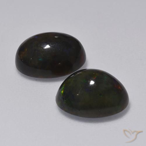 Gemas de Ópalo negro Multicolor natural de 2.31 ct, Ovalada, Translúcido