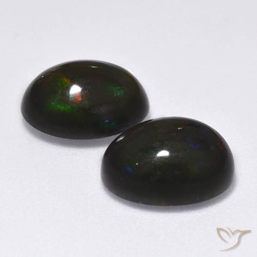 Gemas de Ópalo negro Multicolor natural de 2.60 ct, Ovalada, Translúcido