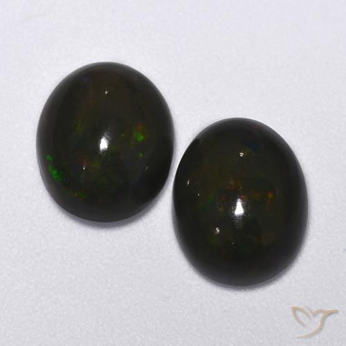 Gemas de Ópalo negro Multicolor natural de 2.60 ct, Ovalada, Translúcido