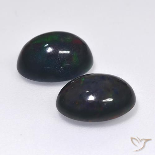 Gemas de Ópalo negro Multicolor natural de 2.38 ct, Ovalada, Translúcido