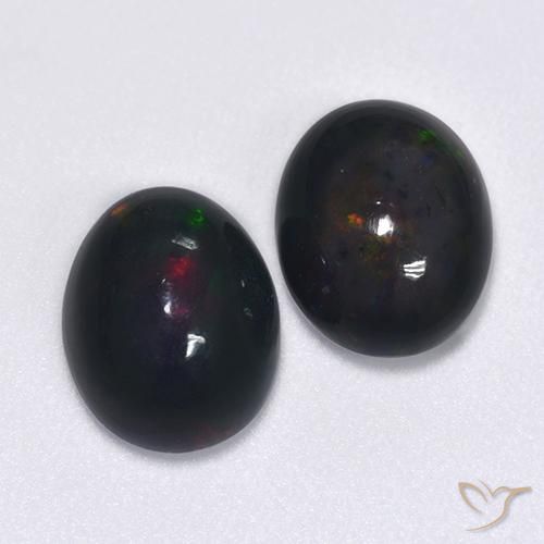 Gemas de Ópalo negro Multicolor natural de 2.38 ct, Ovalada, Translúcido