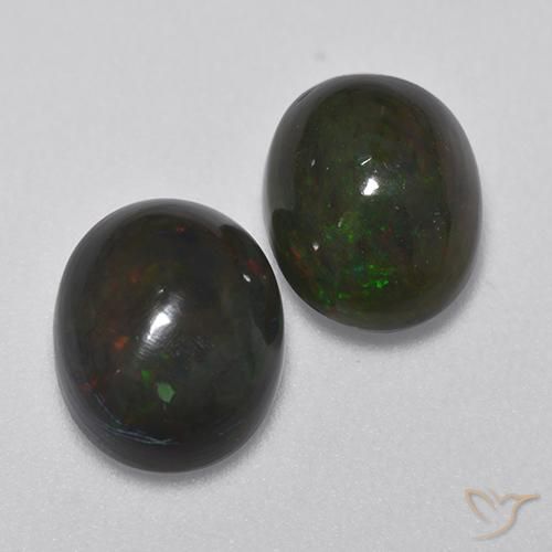 Gemas de Ópalo negro Multicolor natural de 2.72 ct, Ovalada, Translúcido