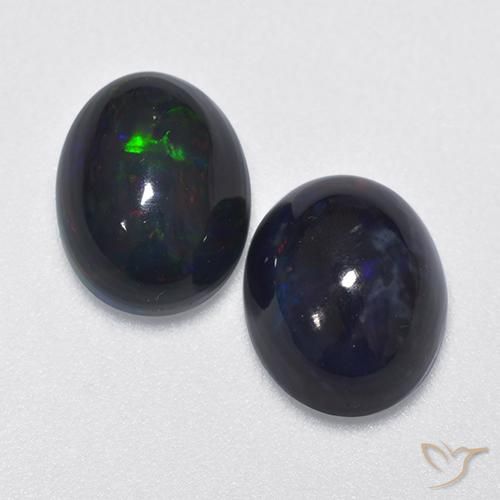 2.12ctw Natural Multicolor Ópalo negro, Ovalada, Translúcido