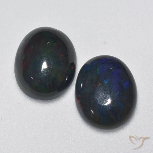 1.70ctw Natural Multicolor Ópalo negro, Ovalada, Translúcido