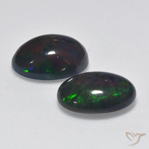 Gemas de Ópalo negro Multicolor natural de 1.70 ct, Ovalada, Translúcido