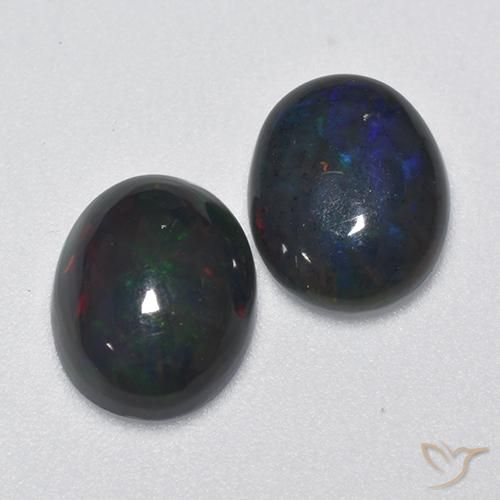 Gemas de Ópalo negro Multicolor natural de 1.70 ct, Ovalada, Translúcido