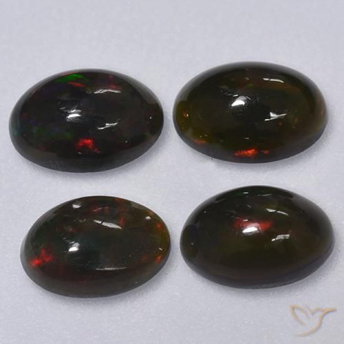 Gemas de Ópalo negro Multicolor natural de 1.13 ct, Ovalada, Translúcido