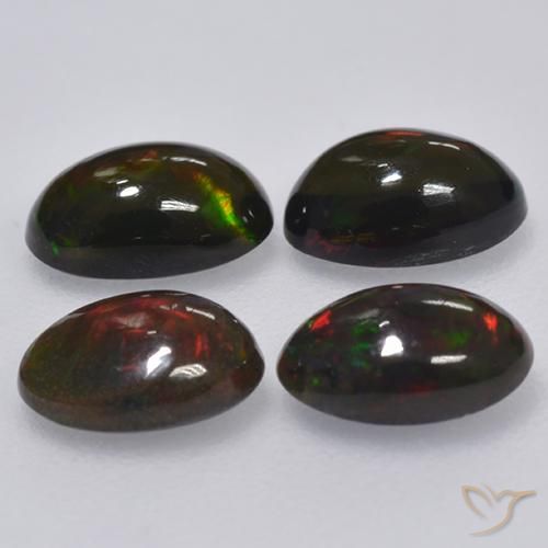 Gemas de Ópalo negro Multicolor natural de 1.13 ct, Ovalada, Translúcido