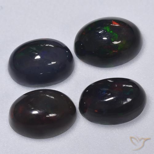 1.50ctw Natural Multicolor Ópalo negro, Ovalada, Translúcido