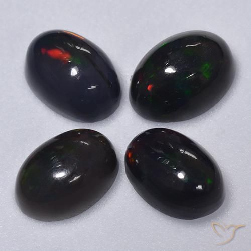 Gemas de Ópalo negro Multicolor natural de 1.50 ct, Ovalada, Translúcido
