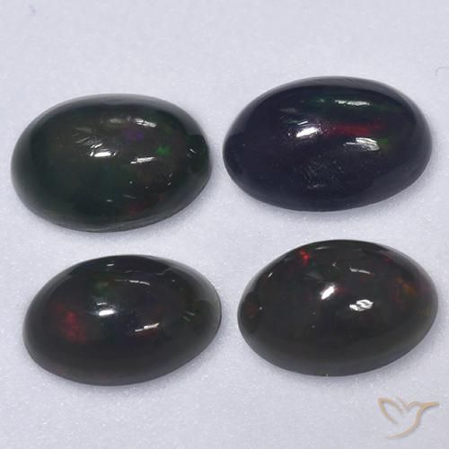 1.15ctw Natural Multicolor Ópalo negro, Ovalada, Translúcido