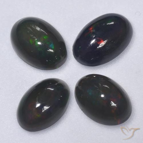 Gemas de Ópalo negro Multicolor natural de 1.15 ct, Ovalada, Translúcido