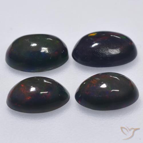 Gemas de Ópalo negro Multicolor natural de 1.15 ct, Ovalada, Translúcido
